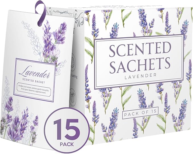 15 Pack Sachets for Drawers and Closets, Scented Sachets for Drawers, Closet Freshener Sachet for Drawers to Refresh Any Space, Sachet Bags, Scented Drawer Fresheners for Dresser, Lavender