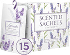 15 Pack Sachets for Drawers and Closets, Scented Sachets for Drawers, Closet Freshener Sachet for Drawers to Refresh Any Space, Sachet Bags, Scented Drawer Fresheners for Dresser, Lavender