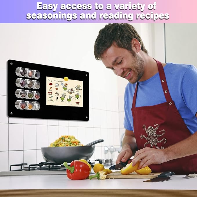 Black Magnetic Board,17.5" x 11.4" Magnet Bulletin Board to Display Magnetic Notes, Poetry, Photos, Suitable for Wall, Refrigerator, Cabinet etc, Come with 4 Pcs Dual Lock Tape and Screws