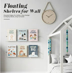 2 Pack Acrylic Magazine Holder Wall, 24 Inch Clear Floating Shelves Wall Mount Brochure Record Holder, Hanging Scalloped Bookshelf Literature Organizer for Nursery Waiting Room Living Room Office
