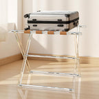 Acrylic Luggage Rack for Guest Room,Folding Luggage Rack with Leather Straps,Holds up to 120 lbs Suitcase Stand for Bedroom, Living Room and Hotel (Brown Leather)