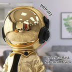 EZ4ENCE Figurine Statue Astronaut Sculpture Spaceman Decor,Sculpture for Home Decor,Arts Gold and Black Shelf Decoration,Cool Metal Mask Table Decor,Large Spaceman Figure Ornament