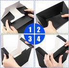 Peohud 25 Pack Black Gift Boxes with Window for Hat, Paper Hat Display Case, Fold Storage Containter Packing Boxes for Baseball Caps, Snapbacks, Trucker Cap, 7.8" x 7.8" x 4.8"
