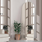Full Length Mirror, 56"x16" Arch Floor Mirrors with Stand, White Arched Full Body Standing or Leaning Mirror for Bedroom, Living Room