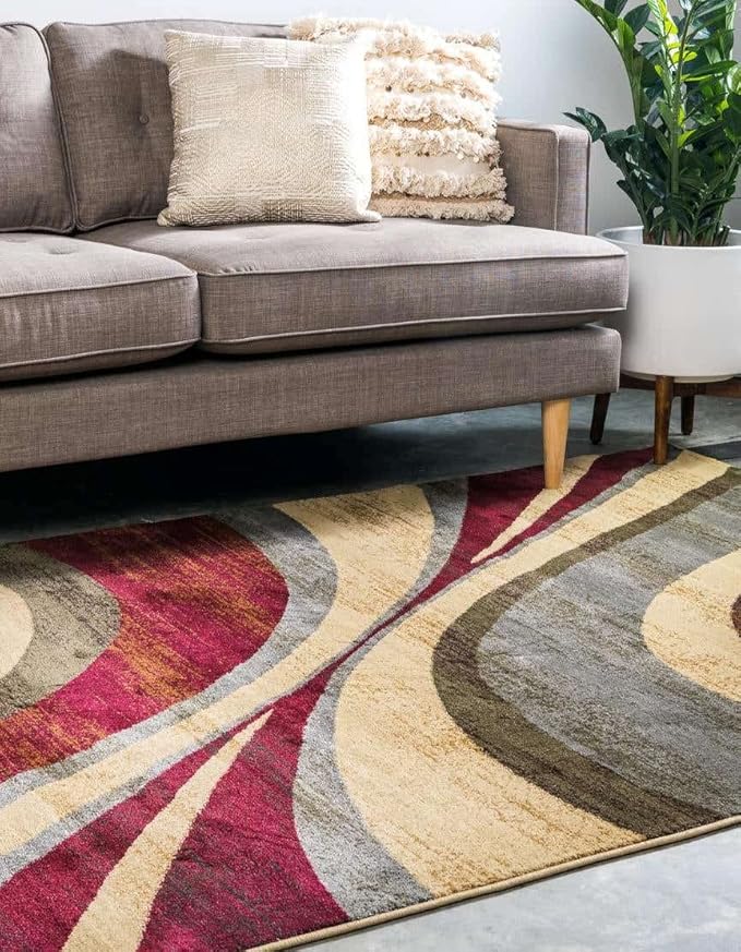 Unique Loom Barista Collection Area Rug - Ngada (3' 1" x 5' 3" Rectangle, Beige/Red)
