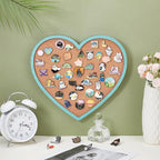 BENECREAT Light Sky Blue Heart Pin Cork Board, 10.6x11.8inch Bulletin Display Board Wall Mounted Cork Board for Brooch Pin Storage Display, Office Home and School Decor