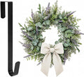 Sattiyrch 15" Wreath Hanger for Front Door,Sturdy Steel Wreath Door Hanger,Over The Door Hanger Hook (Black,1)