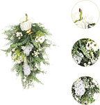 Artificial Flower Teardrop Swag Wreath Hanging Garland Welcome Sign 20inch Long for Farmhouse Decor Accessory Versatile