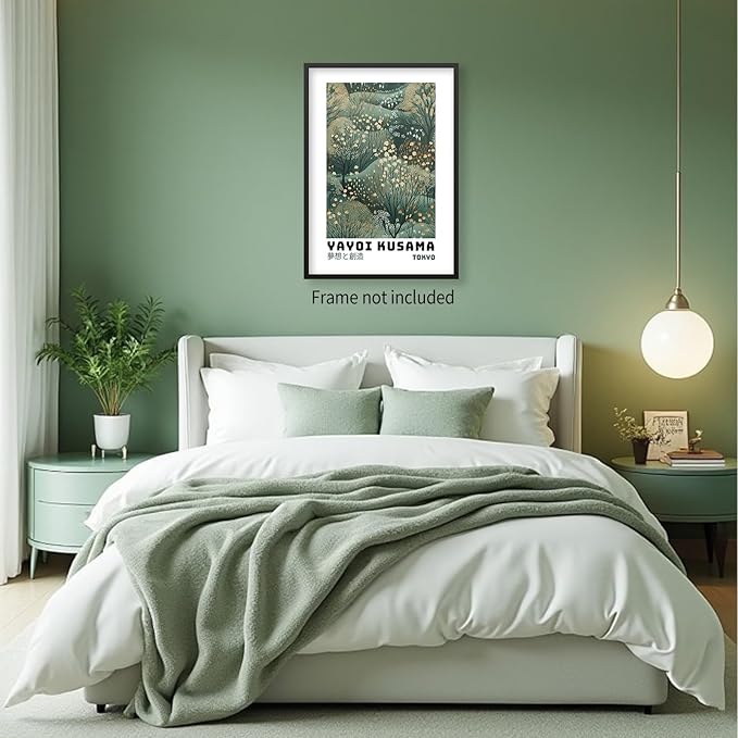 Yayoi Kusama Inspired Poster Japanese Botanical Wall Art Abstract Yayoi Kusama Print Modern Ukiyo-e Japanese Gallery Wall Decor 12x16in Unframed for Home Bedroom Decorations