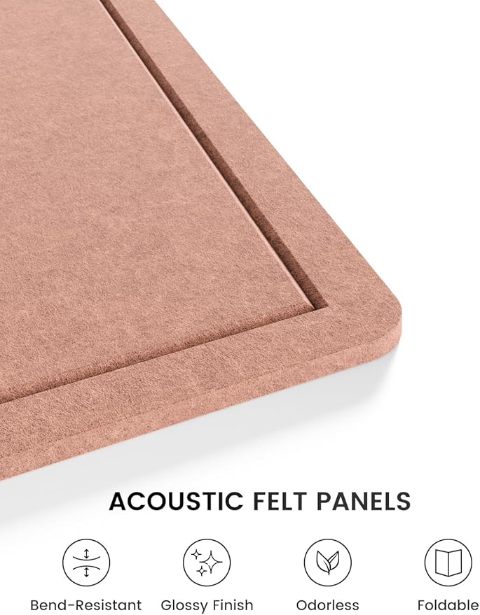 Fluxynara Bulletin Board,35.4" x 23.6" Cork Board Alternative with 12 Safe Removable Adhesive Tabs, Foldable Felt Pin Board for Home Office, Classroom, Bedroom,Entryway for Walls—Terracotta