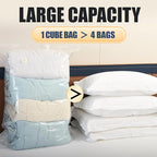 3 PACK Cube Vacuum Storage Bags,Large Cube (19.6 * 27.5 * 11.8 Inch), Extra Large Vacuum Seal Bags for Clothing, Comforters, Blankets, Bedding, Closet Organization Space Saving