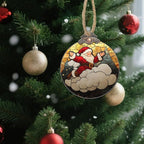 DASTOLL Stained Glass Christmas Decorations, Santa Claus On The Cloud Suncatcher for Window Christmas Tree Hanging Ornaments Cute Sun Catcher Xmas Decor Gifts for Women Men Mom Nana Friend