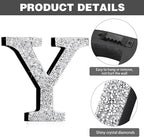 Qunclay 5.7" Silver Crystal Diamond Bling Letters Crushed Diamond Decoration Wooden Glitter Letter with Screw and Hooks Rhinestone Gift for Wedding Y2k Mcbling Bedroom Wall Decor (Letter Y)