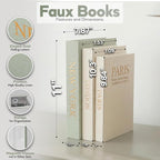 Faux Book Storage Box Set of 3—Green/Beige/Beige—Decorative Faux Books with Hidden Storage for Coffee Table Decor, Bookshelf or Mantle—Linen Decorative Boxes—Aesthetic Book Decor for Home