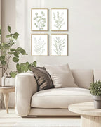 Drsoum Botanical Plant Framed Wall Art Boho Wall Decor for Bathroom Sage Green Eucalyptus Leaf Prints Minimalist Aesthetic Ready to Hang Set of 4, 11x14 in (Natural Framed)