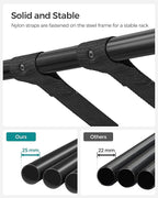 SONGMICS Luggage Racks, Set of 2, Suitcase Stand with Fabric Storage Shelf, for Guest Room, Bedroom, Hotel, Foldable Steel Frame, Holds up to 110 lb, 27.2 x 15 x 20.5 Inches, Black URLR002B02