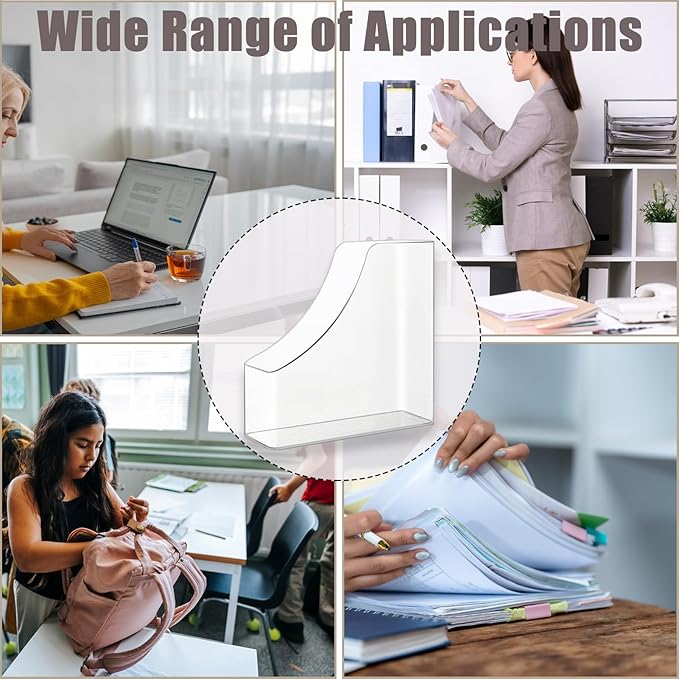 2 Pack Vertical File Holder Clear Acrylic Desk Organizer Storage Bins Holding Plastic Document Organizer Clear PET Magazine Holder Basics Vertical Magazine Rack for Home Office School