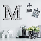 Qunclay 12'' Silver Crystal Diamond Bling Letters Crushed Diamond Decoration Wooden Glitter Letter with Screw and Hooks Rhinestone Gift for Wedding Y2k Mcbling Bedroom Wall Decor (Letter M)