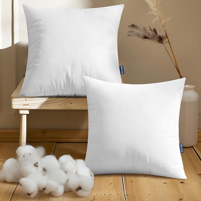 MIULEE Set of 2 Throw Pillow Inserts 18x18 Inches, Non-Woven Decorative Pillow Inserts for Living Room