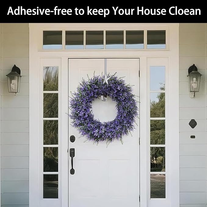3 Pcs 15 Inch Wreath Hanger for Front Door Star Pattern Garland Hanger Over The Door Metal Door Wreath Decoration Hanger Hook for Various Festive Wreaths Hanging Towels Coats Etc (Silver)