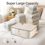 Comforter Storage Bag - 2-Layer Self Compression Organizer, 2-Pack Closet Organizers and Storage, Under Bed Space Saver, Blanket Organizer for Bedding, Pillow, Sheet, Clothes, Nursery Use