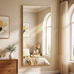 BEAUTYPEAK 80"x40" Rectangle Full Body Floor Mirrors, Full Length Mirror Hanging or Leaning, Aluminum Alloy Frame Wall Mirror for Bedroom, Dressing Room, Gold