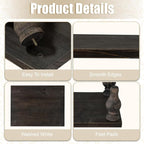 MAONAME Decorative Wooden Display Riser, Farmhouse Wood Pedestal Stand for Display, Rustic Washed Black Tray Riser for Kitchen, Home Table Decor, Short and Tall Footed
