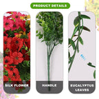 24 Bundles Artificial Flowers,Faux Plants for Spring Summer Decoration, UV Resistant Colorful Violets Eucalyptus for Outside Home Planter Porch Patio Yard Decor