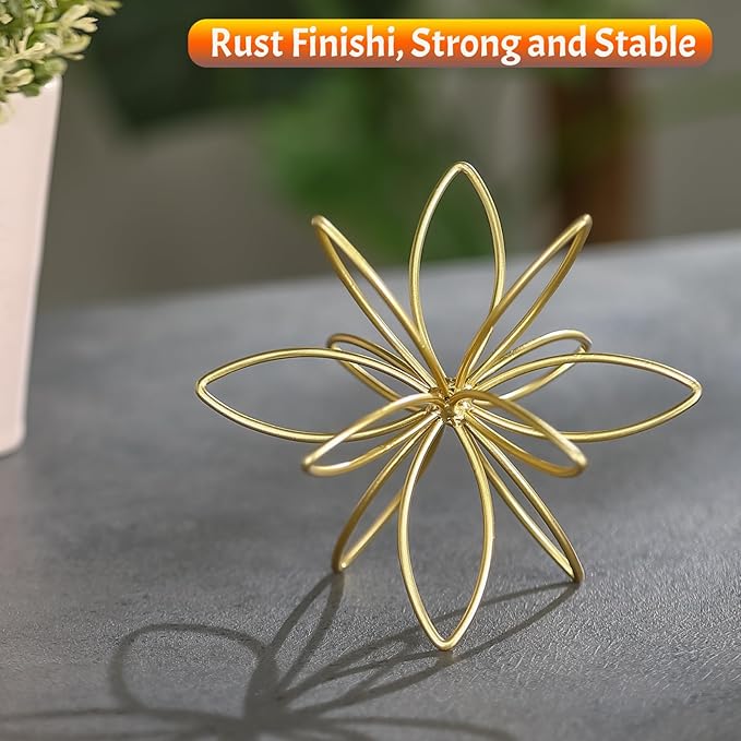 4.25" Gold Sphere Decor, Metal Handmade Floral Decorative Sculpture, Abstract Tabletop Decorative Ball for Home Metal Sphere Decor