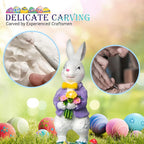 Easter Snow Globe Lantern, 9.4" Bunny Couple Lighted Snow Lantern with 6-Hour Timer, Battery or USB Powered, Spring Easter Decorations for Home, Easter Bunny Gift & Blue Easter Decor