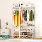 Heavy Duty Garment Rack, Metal Freestanding Closet Wardrobe Clothes Racks for Hanging Clothes, 4 Tiers Adjustable Wire Shelving, 44.9'' L x 16.5'' W x 76.8 '' H, Max Load 850LBS, White