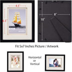 Yaetm 8x10 Double Floating Mat Picture Frame Set of 2, Display Picture 5x7 with Ivory Double Mat, Polished High Definition Real Glass, Tabletop & Wall Mounting Photo Frames, White
