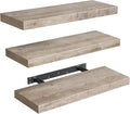 RALGEND Floating Shelves for Wall, 1.5" Thick Wall Shelf Set of 3 with Invisible Brackets, 15.7L x 7.9W Hanging Book Shelves Farmhouse Home Decor for Bathroom, Living Room, Bedroom, Greige 4301BJP3BG