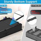 Under Bed Storage with Wheels & Lid, 2PCS Underbed Storage Container, 29.5 x 15.7 x 8.7 in Tall, Blankets Clothes Comforters Shoe Storage Bag Drawers, Rolling Zippered Organizer Bin -Black