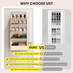 15 Pockets Over the Door Shoe Organizer, Shoe Rack for Closet Door with Large Breathable Pockets, Hanging Shoes Rack for Boots Size, Behind the Door Organizer Shoe Holder for Flexible Storage, Beige ﻿