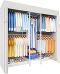 Ulif E12C Heavy Duty Closet Organizer System，Freestanding Clothing Rack, Adjustable Garment Rack 57.1" W x 16" D x 76.5" H Holds 860 lbs, White Clothing Rack with White Dustproof Cover