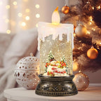 Wondise Rechargeable Musical Snow Globe Lantern with 6H Timer, Battery Operated USB Powered Lighted Snow Globe Lamp Spinning Water Swirling Glitters Holiday Decor Snowman