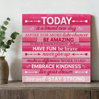 Pink Wall Decor, Inspirational Office Wall Art for Women, Motivational Quotes Room Decor For Teen Girls, Pink Framed Canvas Posters for Bedroom Kitchen Home Decorations, 8 x 8 Inches