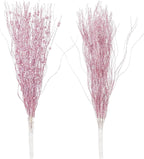 SLK 16-Pack Artificial Glitter Berry Stem Ornaments, Christmas Decorative Glittery Twigs, Picks, Branches for Tree, Wreath, Small Vase, Halloween Party (Pink)