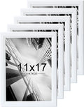 KTKDE 11x17 Picture Frame Set of 5,White Wooden frames, Vertical & Horizontal Wall Hanging for Wall Display,Studio Gallery Photo Frame for Photos, Posters & Art Prints