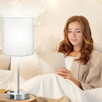 Set of 2 Grey Touch Control Table Lamps with 2 USB Ports & AC Outlet, 3-Way Dimmable Bedside Nightstand Lamps, Desk Lamp for Bedroom Living Room Nursery, 800 Lumens 5000K Daylight Bulbs Included