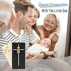 Tryuunion Baby Wall Cross Baptism Gifts for Boys and Girl, 7-inch Blessing Boy Baptism Crosses for First Holy Communion Christening and Dedication Baptismal Gifts (Gold Boy-7 in)