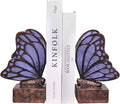 Vintage Purple Butterfly Bookends,Resin Book Ends for Shelves,Heavy Duty Decorative Bookends,Creative Book Stopper Holder Decor for Desk Home Office,Shelf Decoration,Gifts for Mother's Day