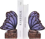Vintage Purple Butterfly Bookends,Resin Book Ends for Shelves,Heavy Duty Decorative Bookends,Creative Book Stopper Holder Decor for Desk Home Office,Shelf Decoration,Gifts for Mother's Day