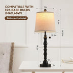 Lamps Set of 2 Modern Farmhouse Table Lamp Bedside Reading Lamps Living Room End Tables Set Lamps for Night Stands Bedroom Night Lamp,High 26.25 Inch, (Black (Single Pack), High 27 inches)