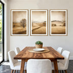 BINCUE Framed Countryside Wall Art Rustic Village Wall Decor Farmhouse Landscape Art Print Nature Countryside Artwork Rustic Landscape Wall Pictures for Living Room Bedroom Office Farmhouse 16x24 Inches Set of 3 Gift