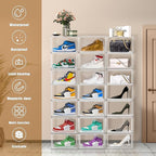 2 Pack Clear Shoe Storage Boxes Stackable Acrylic Shoe Display Case, Large Plastic Shoe Box Sneaker Organizer Purse Organizer with Magnetic Door, Size 12 or 13