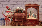 Musical Christmas Snow Globe Lantern Battery Operated with 6 Hour Timer Spinning Water Red Train Singing Lighted Snow Globe Lamp Holiday Decoration Gift(Snowman, 10.6 x 4.3 x 8.3 Inches)