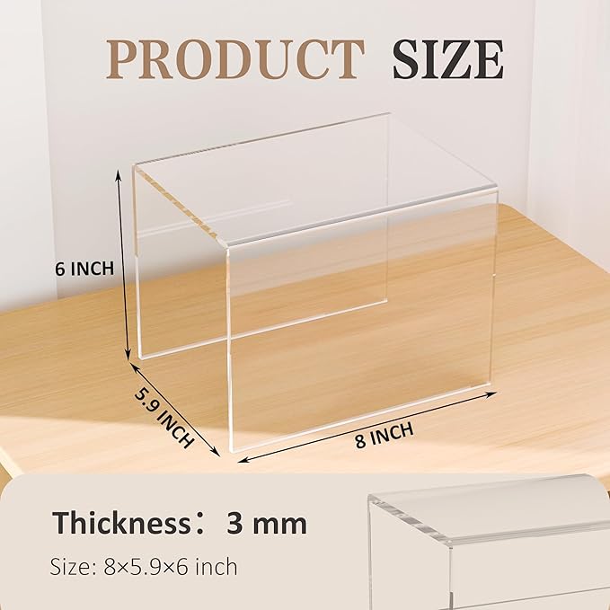 Sezanrpt Acrylic Shelf Riser 8x5.9x6 pack of 2, Large Acrylic Risers for Desserts, Cupcake, Toys, Collectibles, Merchandises, 8x5.9x6 Inch