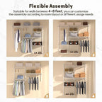 Homde Closet Organizer System Wall Mounted, 4-8 Ft. Adjustable and Expandable Metal Wire Shelving, Custom DIY Wardrobe Kit with Shelf, Clothes Hanging Rods, for Home Closet Laundry Mudroom